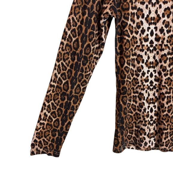 Cliche Stretch Jersey Cotton Blend Leopard Animal Print Turtleneck Size Small - Picture 6 of 8